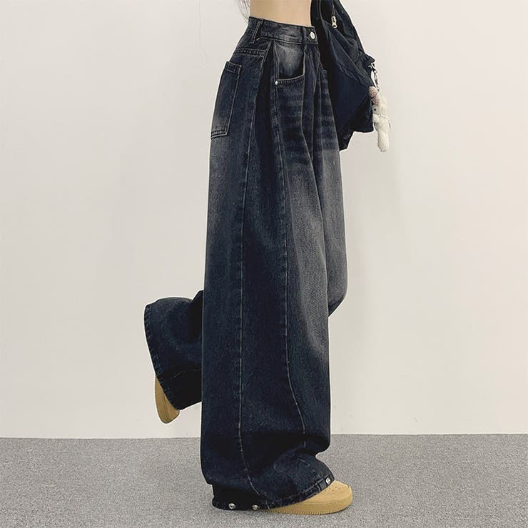 ユニセックス☆ヴィンテージ加工ワイドデニムパンツ | 17kg | 詳細画像40 