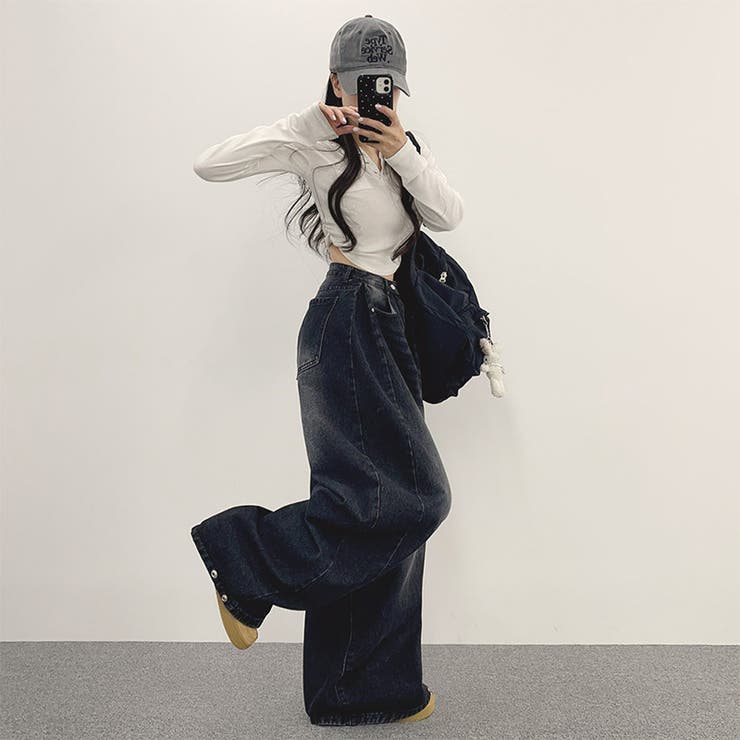 ユニセックス☆ヴィンテージ加工ワイドデニムパンツ | 17kg | 詳細画像42 