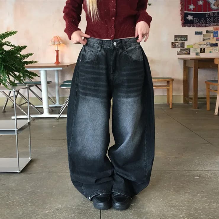 ユニセックス☆ヴィンテージ加工ワイドデニムパンツ | 17kg | 詳細画像52 