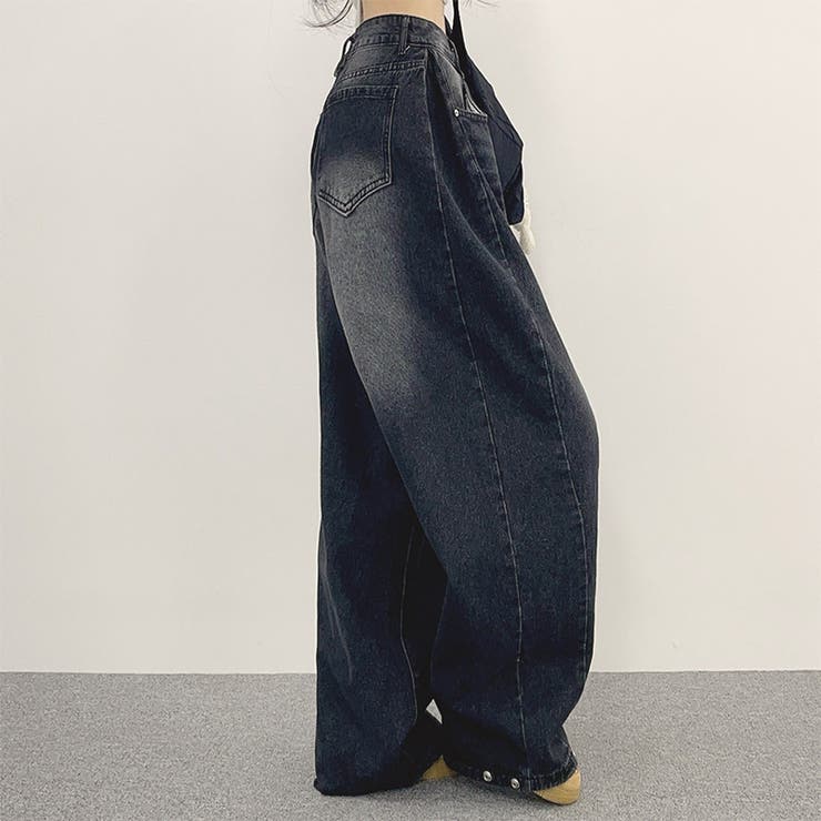 ユニセックス☆ヴィンテージ加工ワイドデニムパンツ | 17kg | 詳細画像6 