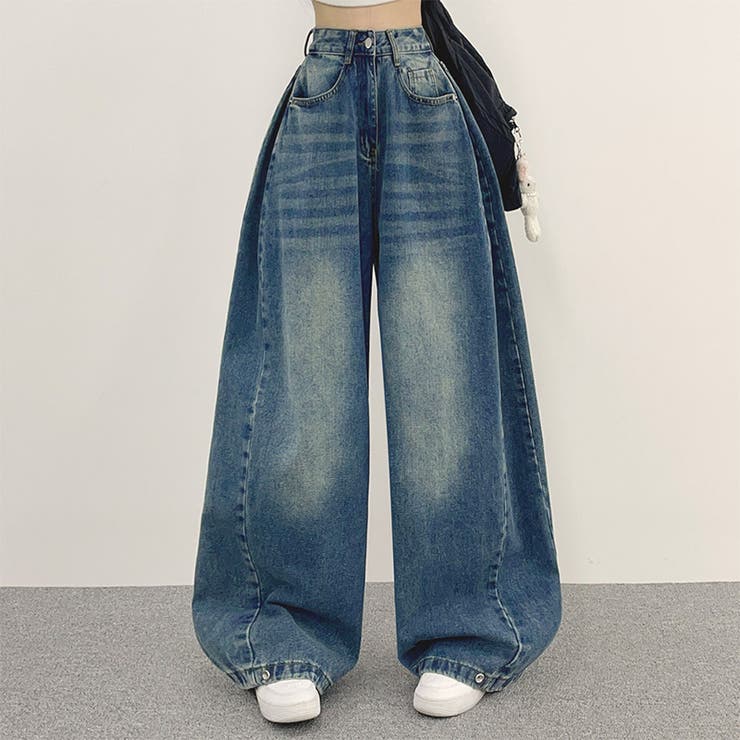 ユニセックス☆ヴィンテージ加工ワイドデニムパンツ | 17kg | 詳細画像69 