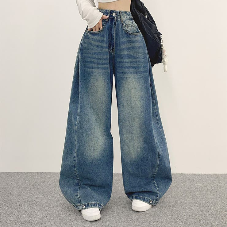 ユニセックス☆ヴィンテージ加工ワイドデニムパンツ | 17kg | 詳細画像71 