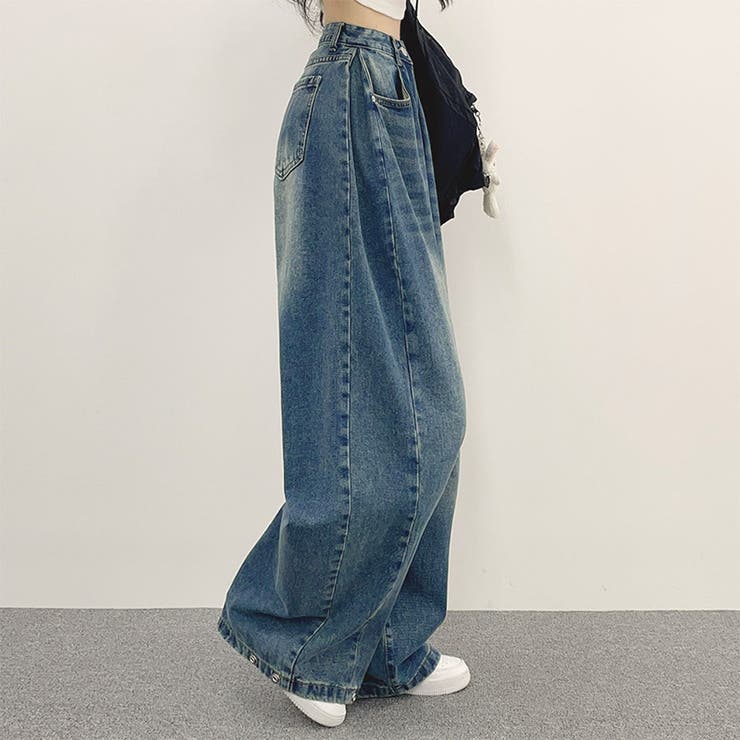 ユニセックス☆ヴィンテージ加工ワイドデニムパンツ | 17kg | 詳細画像72 