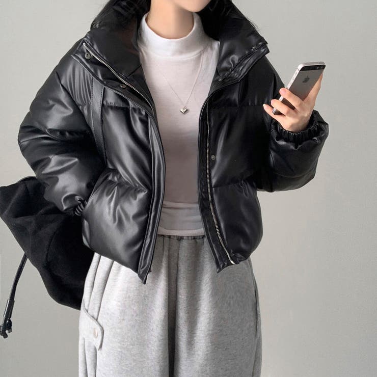 大人っぽく洗練された☆PUレザー中綿ジャケットショート丈アウター | 17kg | 詳細画像16 