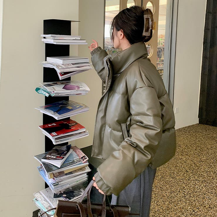 大人っぽく洗練された☆PUレザー中綿ジャケットショート丈アウター | 17kg | 詳細画像5 