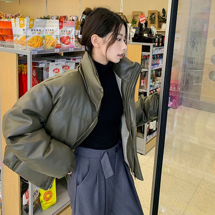 大人っぽく洗練された☆PUレザー中綿ジャケットショート丈アウター | 17kg | 詳細画像6 