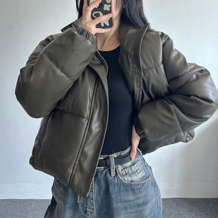 大人っぽく洗練された☆PUレザー中綿ジャケットショート丈アウター | 17kg | 詳細画像6 