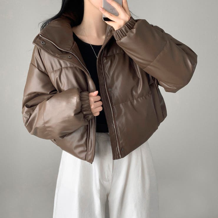 大人っぽく洗練された☆PUレザー中綿ジャケットショート丈アウター | 17kg | 詳細画像8 