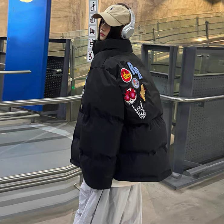 ミレニアル学園風☆ロゴ刺繍中綿ジャケット冬用厚手ダウン風アウター | 17kg | 詳細画像5 