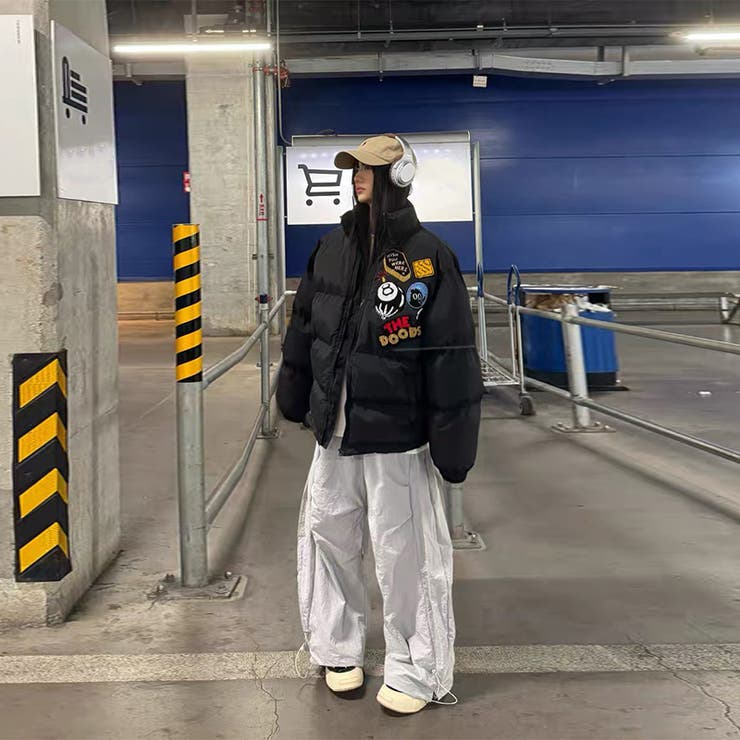 ミレニアル学園風☆ロゴ刺繍中綿ジャケット冬用厚手ダウン風アウター | 17kg | 詳細画像6 