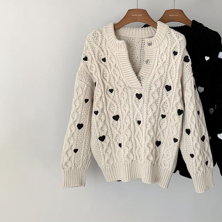 ゆるカワコーデ☆ハート柄ケーブル編みニットニットトップス | 17kg | 詳細画像9 