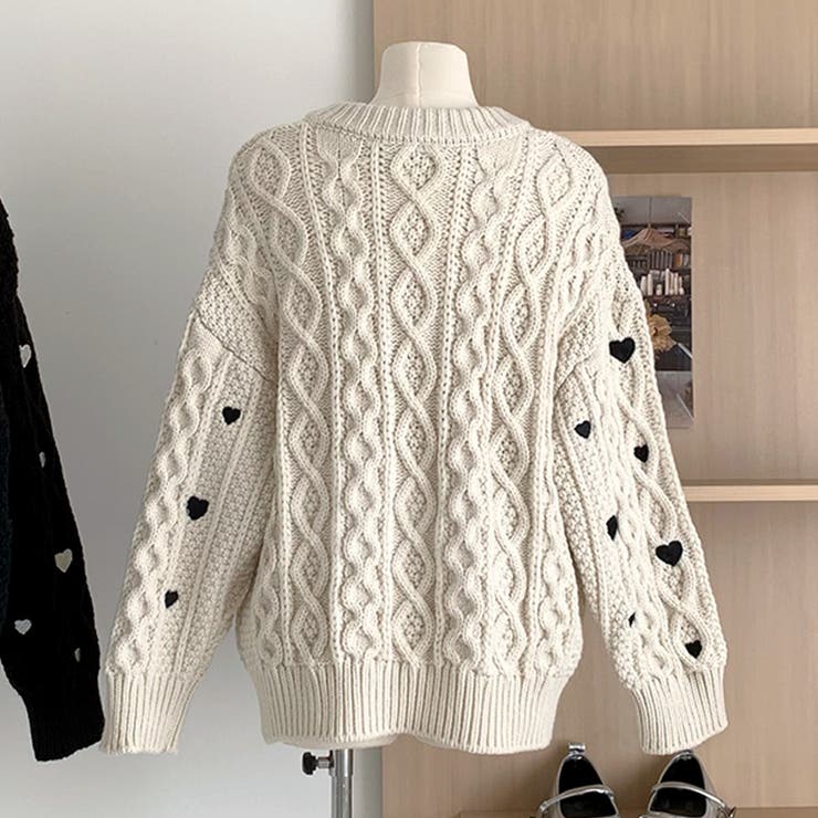 ゆるカワコーデ☆ハート柄ケーブル編みニットニットトップス | 17kg | 詳細画像13 