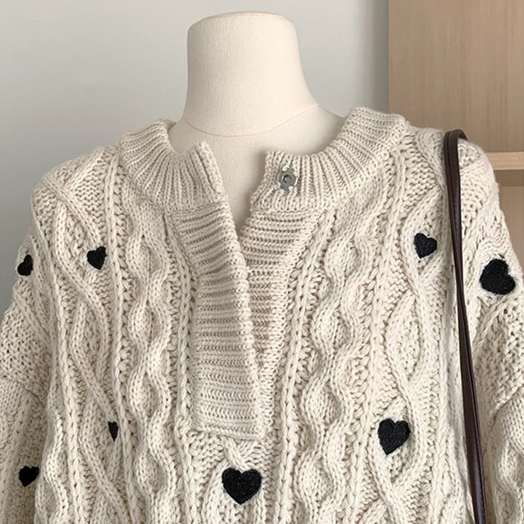 ゆるカワコーデ☆ハート柄ケーブル編みニットニットトップス | 17kg | 詳細画像14 