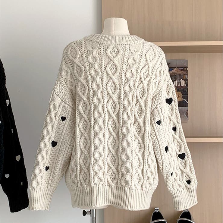 ゆるカワコーデ☆ハート柄ケーブル編みニットニットトップス | 17kg | 詳細画像17 