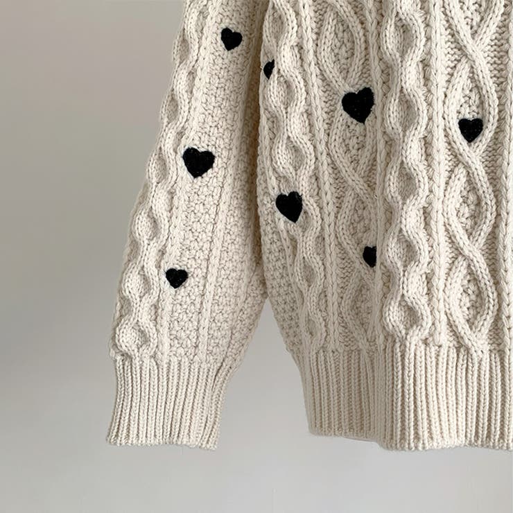 ゆるカワコーデ☆ハート柄ケーブル編みニットニットトップス | 17kg | 詳細画像19 
