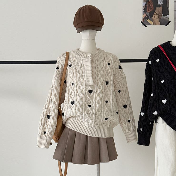 ゆるカワコーデ☆ハート柄ケーブル編みニットニットトップス | 17kg | 詳細画像20 