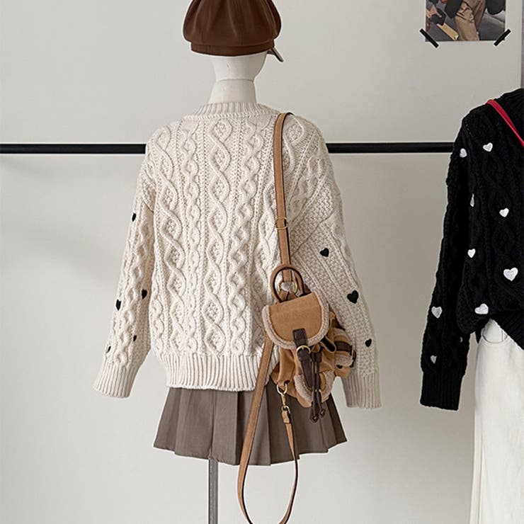 ゆるカワコーデ☆ハート柄ケーブル編みニットニットトップス | 17kg | 詳細画像22 