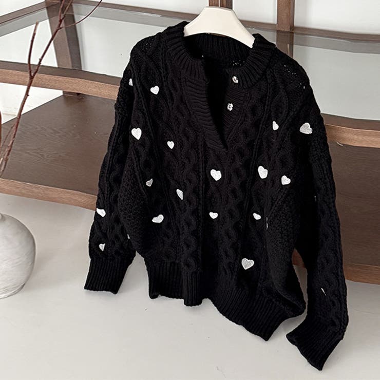 ゆるカワコーデ☆ハート柄ケーブル編みニットニットトップス | 17kg | 詳細画像34 