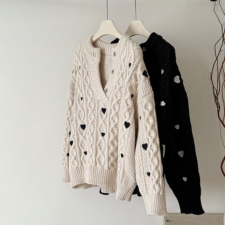 ゆるカワコーデ☆ハート柄ケーブル編みニットニットトップス | 17kg | 詳細画像36 