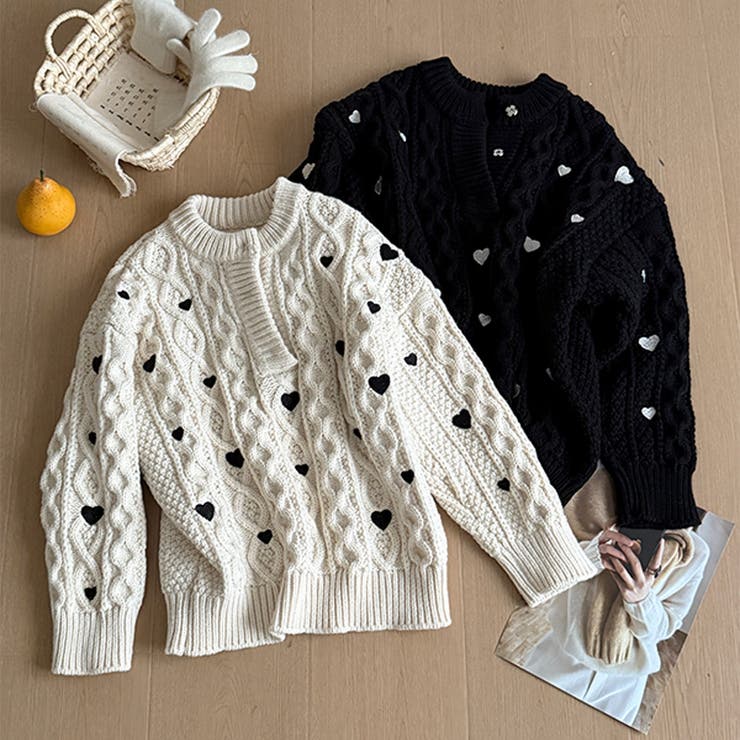 ゆるカワコーデ☆ハート柄ケーブル編みニットニットトップス | 17kg | 詳細画像37 
