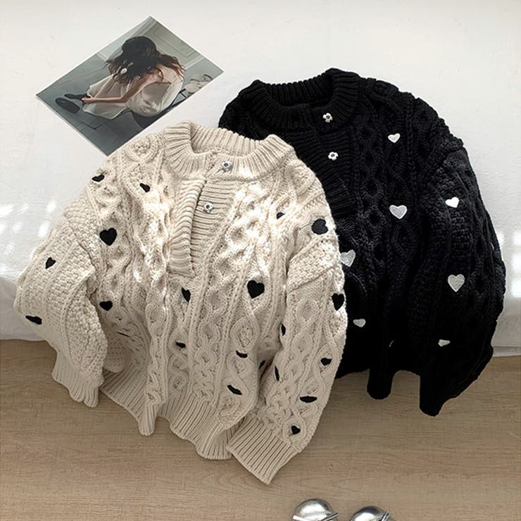 ゆるカワコーデ☆ハート柄ケーブル編みニットニットトップス | 17kg | 詳細画像38 