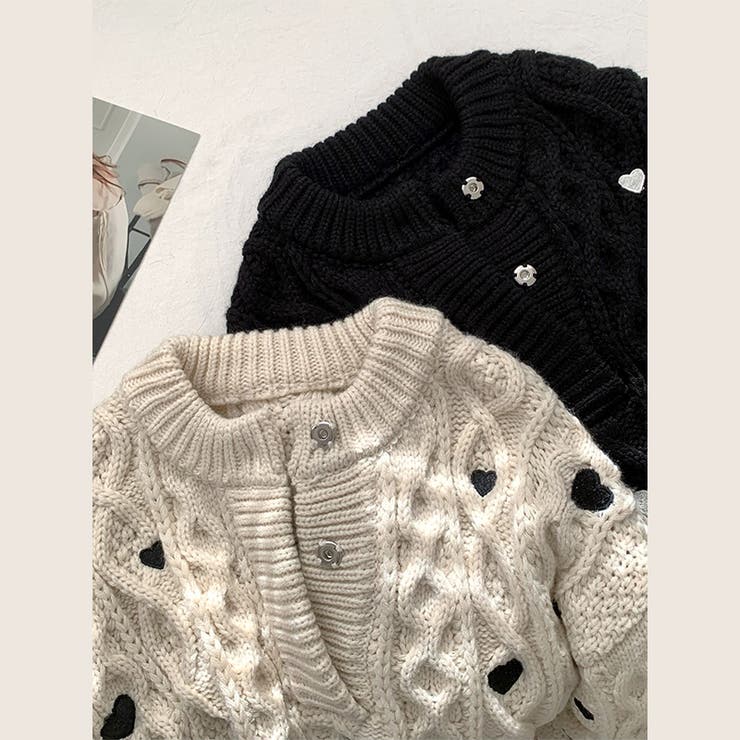 ゆるカワコーデ☆ハート柄ケーブル編みニットニットトップス | 17kg | 詳細画像8 