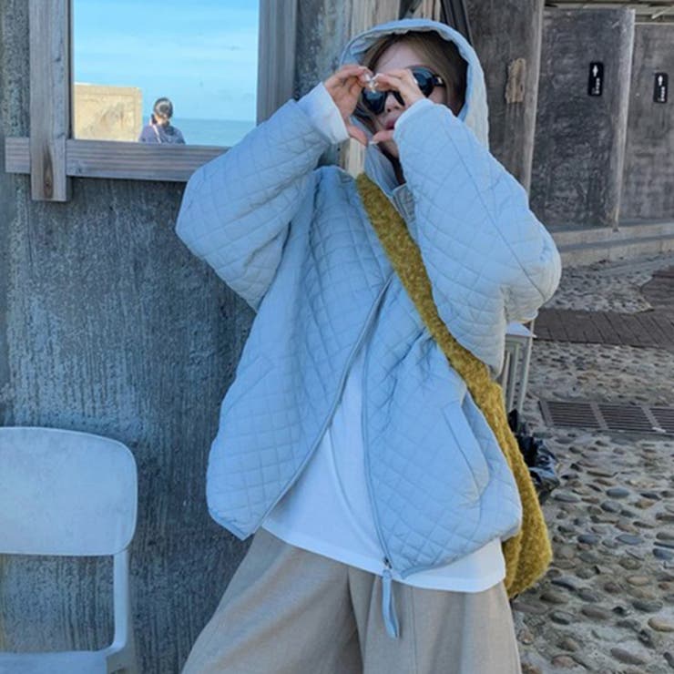 ミレニアル学園風☆軽量パフ菱形キルティングフード付き中綿ジャケット保温アウター | 17kg | 詳細画像10 