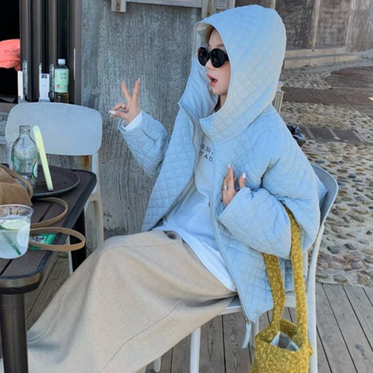 ミレニアル学園風☆軽量パフ菱形キルティングフード付き中綿ジャケット保温アウター | 17kg | 詳細画像11 