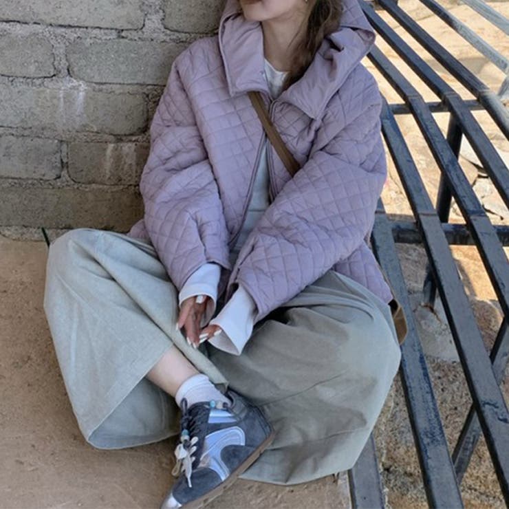 ミレニアル学園風☆軽量パフ菱形キルティングフード付き中綿ジャケット保温アウター | 17kg | 詳細画像14 