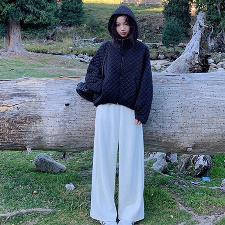 ミレニアル学園風☆軽量パフ菱形キルティングフード付き中綿ジャケット保温アウター | 17kg | 詳細画像6 