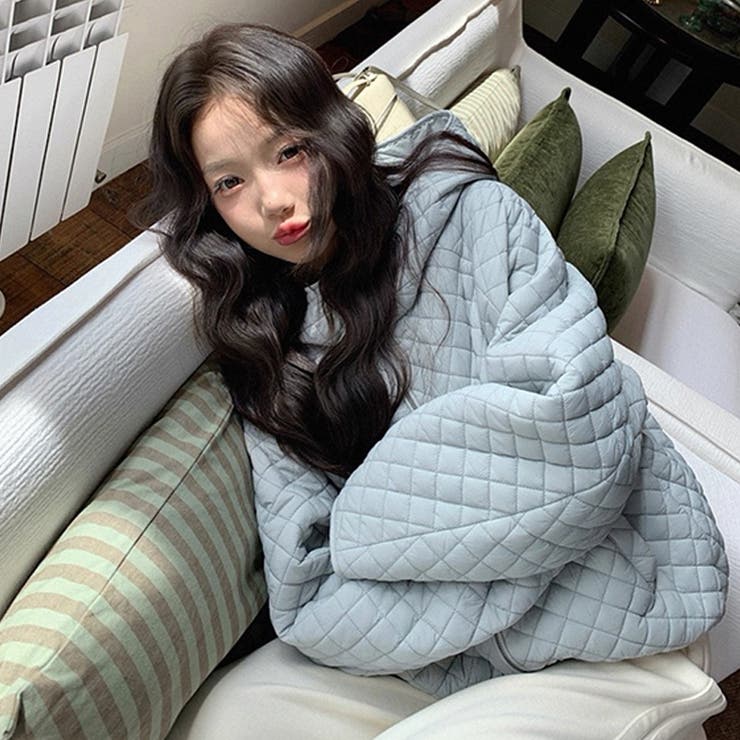 ミレニアル学園風☆軽量パフ菱形キルティングフード付き中綿ジャケット保温アウター | 17kg | 詳細画像8 