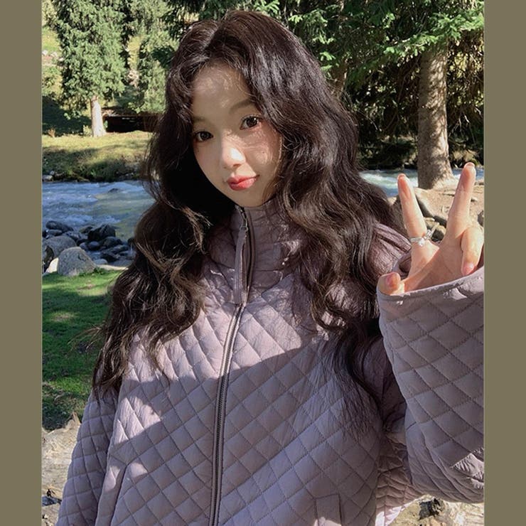 ミレニアル学園風☆軽量パフ菱形キルティングフード付き中綿ジャケット保温アウター | 17kg | 詳細画像11 