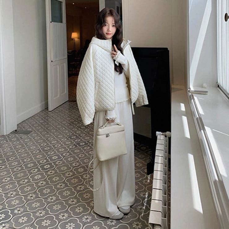 ミレニアル学園風☆軽量パフ菱形キルティングフード付き中綿ジャケット保温アウター | 17kg | 詳細画像18 