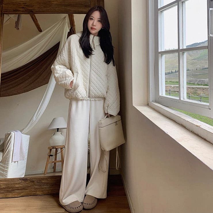 ミレニアル学園風☆軽量パフ菱形キルティングフード付き中綿ジャケット保温アウター | 17kg | 詳細画像23 