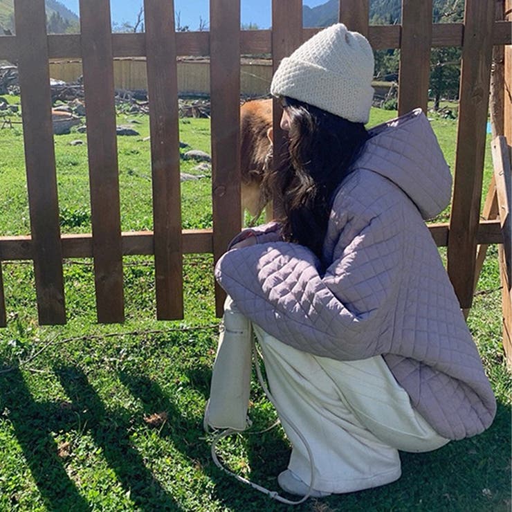 ミレニアル学園風☆軽量パフ菱形キルティングフード付き中綿ジャケット保温アウター | 17kg | 詳細画像24 