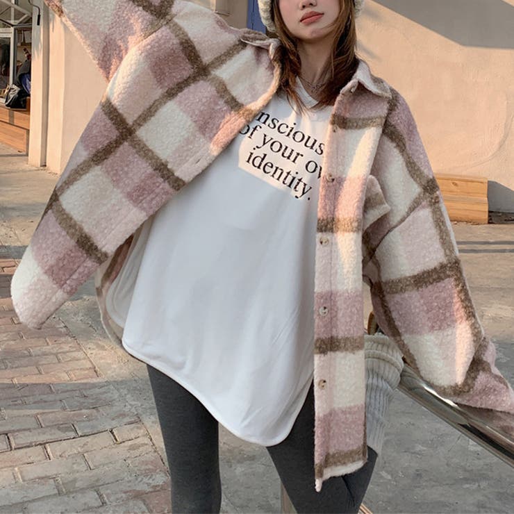 自由で個性的なスタイルを演出若見え学院風ゆったりミドル丈チェック柄ウールコート | 17kg | 詳細画像12 