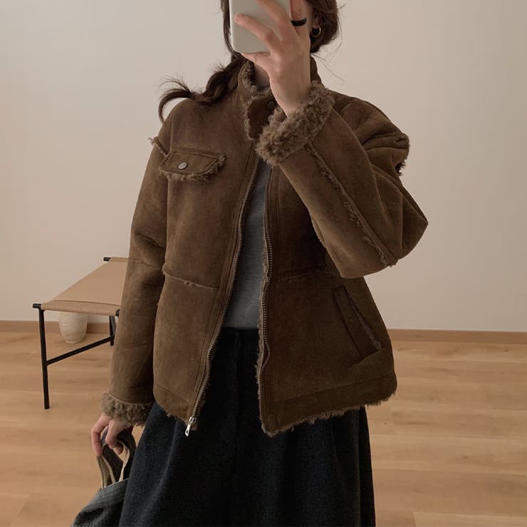 ダークブラウン | ゆるカワコーデ☆厚手ムートン風ジャケット | 17kg