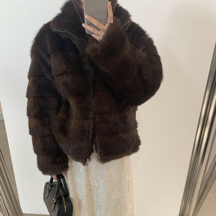 コーヒー | 甘辛系ガールズ☆レトロ調フェイクミンクゆったり中綿ファーコート | 17kg