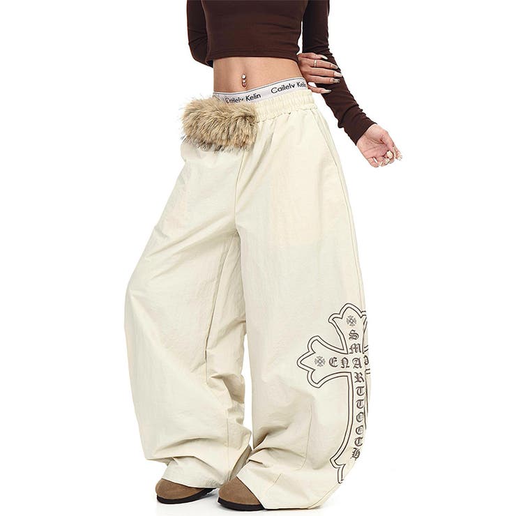 甘辛系ガールズ☆ウエスト毛足切替パラシュート風ワイドパンツ | 17kg | 詳細画像2 