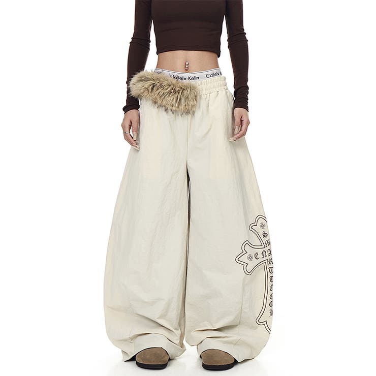 甘辛系ガールズ☆ウエスト毛足切替パラシュート風ワイドパンツ | 17kg | 詳細画像9 