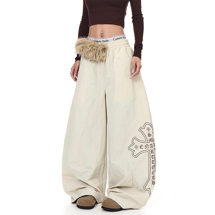 甘辛系ガールズ☆ウエスト毛足切替パラシュート風ワイドパンツ | 17kg | 詳細画像4 