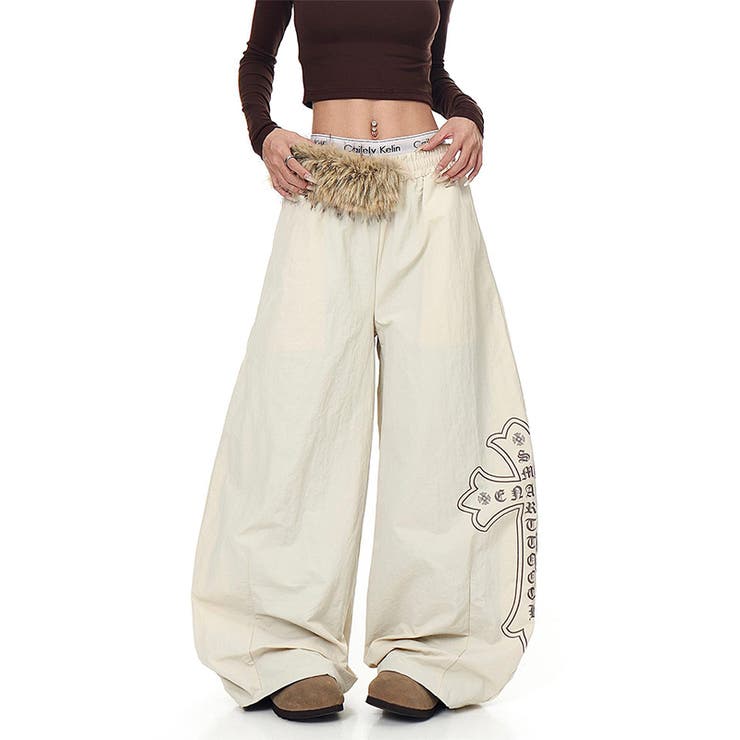 甘辛系ガールズ☆ウエスト毛足切替パラシュート風ワイドパンツ | 17kg | 詳細画像5 