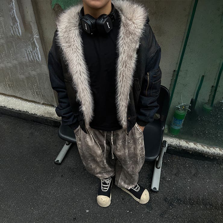 ユニセックス☆アメカジ系ウォッシュ加工デニム中綿ジャケット冬用裏起毛 | 17kg | 詳細画像7 