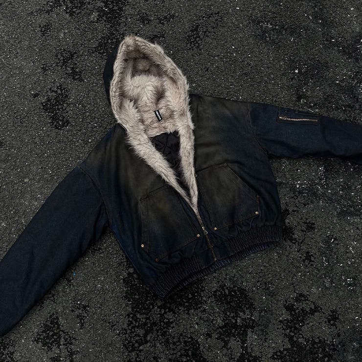 ユニセックス☆アメカジ系ウォッシュ加工デニム中綿ジャケット冬用裏起毛 | 17kg | 詳細画像11 