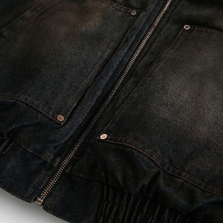 ユニセックス☆アメカジ系ウォッシュ加工デニム中綿ジャケット冬用裏起毛 | 17kg | 詳細画像15 