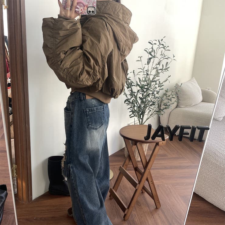 ユニセックス☆ダメージ加工フェイクレイヤード二重とろみワイドデニムパンツ | 17kg | 詳細画像19 