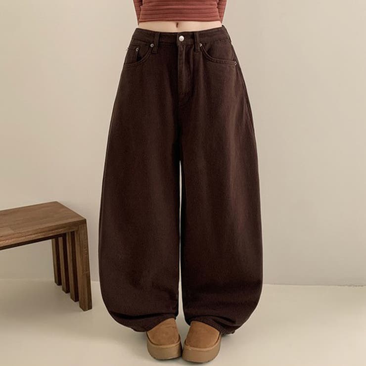 甘辛系ガールズ レトロウォッシュレオパード×文字ワッペンワイドストレートデニムパ… | 17kg | 詳細画像4 