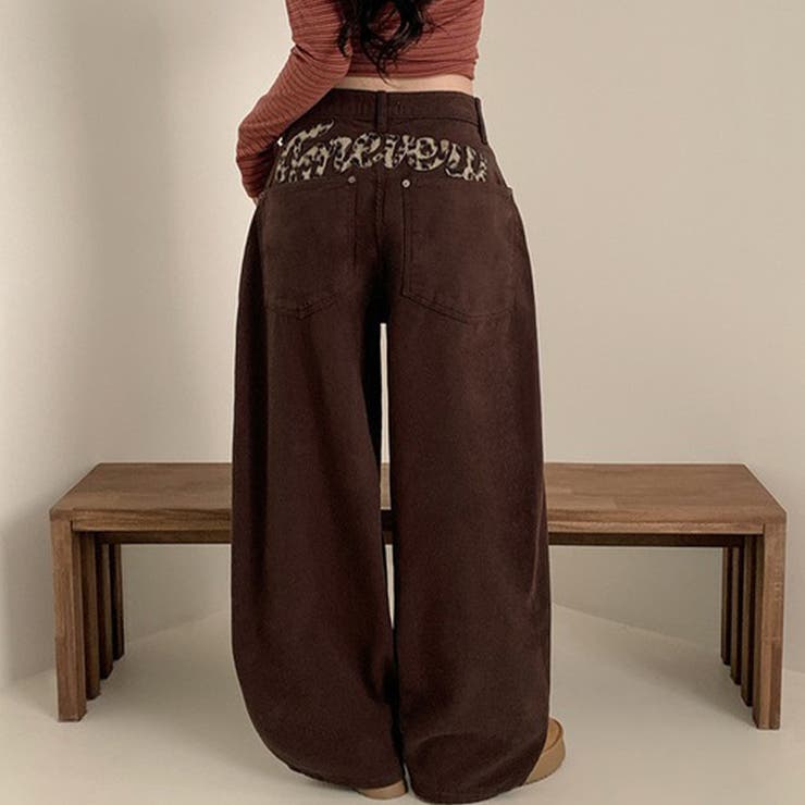 コーヒー | 甘辛系ガールズ レトロウォッシュレオパード×文字ワッペンワイドストレートデニムパ… | 17kg