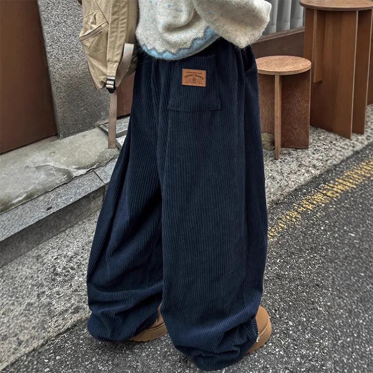 ゆるカワコーデ コーデュロイストライプ柄ウエストゴムドローストリング入りロングパ… | 17kg | 詳細画像2 
