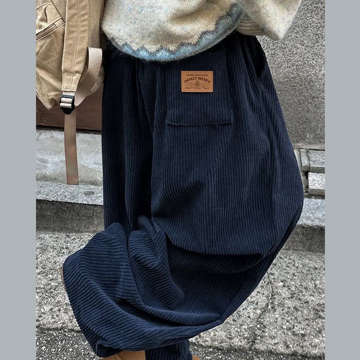 ゆるカワコーデ コーデュロイストライプ柄ウエストゴムドローストリング入りロングパ… | 17kg | 詳細画像18 